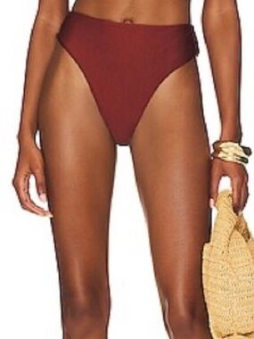 NWT ANDREA IYAMAH Liva High-Waist Bikini Bottoms in Deep chocolate size 2/4